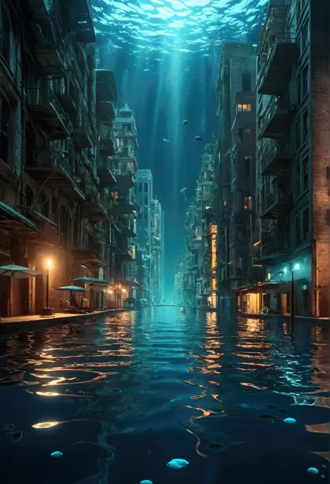 Big city in under water