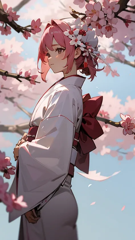 Sakura wearing kimono white block hair 