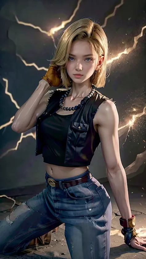 Moisturized skin,Realistic body,Android,(16 years old),(Girl),,,Collarbone,Earrings,Denim,(Cute face),
BREAK,
Bright red lipstick,(Beautiful navel),(Golden hair),Beautiful hair,Short hair,
BREAK,
((Masterpiece+Top quality+High resolution+Very detailed)), (...