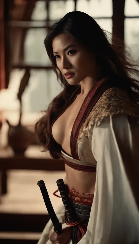 Samurai Swordsman　woman　In underwear　Full body sexy underwear　Full body sexy