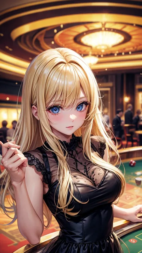 Blonde woman doll in casino