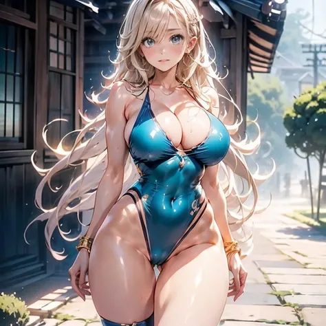 Anime Kawaii sexy Perfect Slim sensual body large breast and huge thighs, An intricate and highly detailed illustration of anime (Young girl). Pamela Anderson seios enormes cabelo loiro rosto atraente lábios entreabertos lábios grossos vestindo camisa do P...