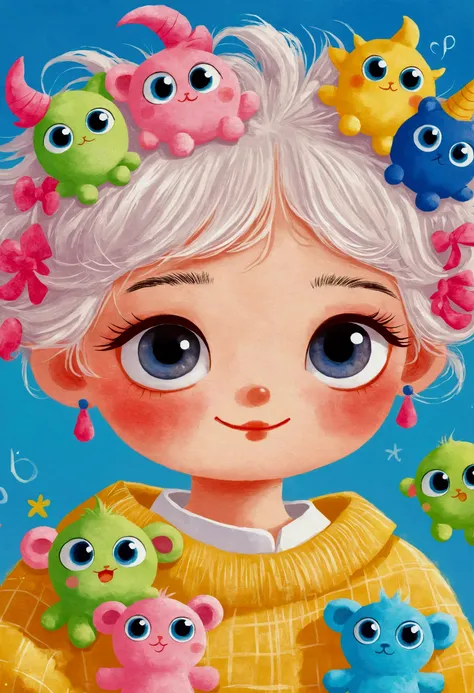 A painting。pastel artwork。Cute plush monster，Cute numbers, Lovely and detailed digital art, Cute numbers艺术, author：Yi Yinwen, Lovely detailed artwork, Lovely artwork, Fantasy Animals Cute Eyes, by Cheng Jiasui, author：Ju Chao, author：Yang J, Cute illustrat...