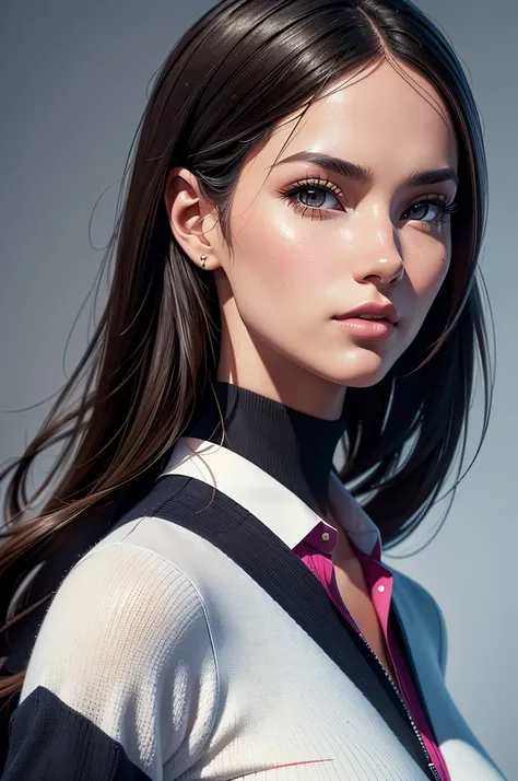 Preppy Woman. Official Art – An Award-Winning Digital Masterpiece In 4K Ultra HD, Extreme Detail And Intricate Realism. This Concept Art Brought To Life By The Hands Of Artists Like Wlop & Artgerm In A Stunning 2D Vector Illustration. 