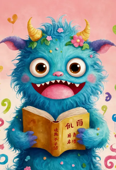 a painting。pastel artwork。cute plush monster，cute numbers, lovely and detailed digital art, cute numbers艺术, author：yi yinwen, lo...