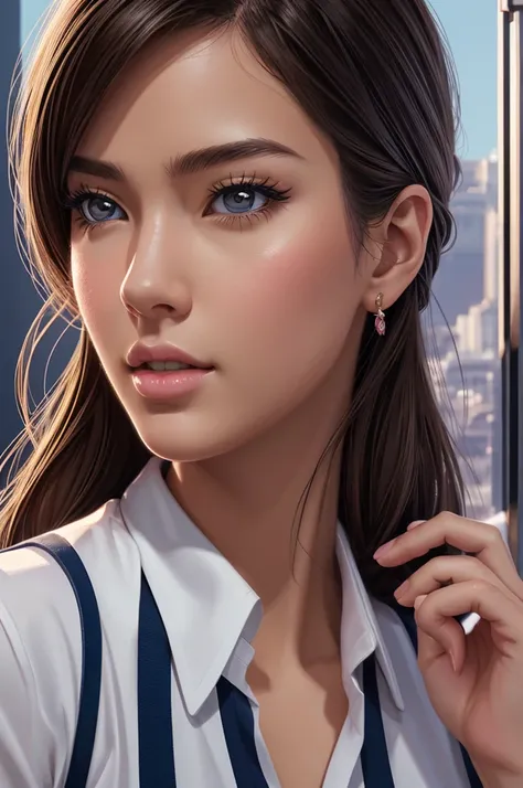 Preppy Woman. Official Art – An Award-Winning Digital Masterpiece In 4K Ultra HD, Extreme Detail And Intricate Realism. This Concept Art Brought To Life By The Hands Of Artists Like Wlop & Artgerm In A Stunning 2D Vector Illustration. 