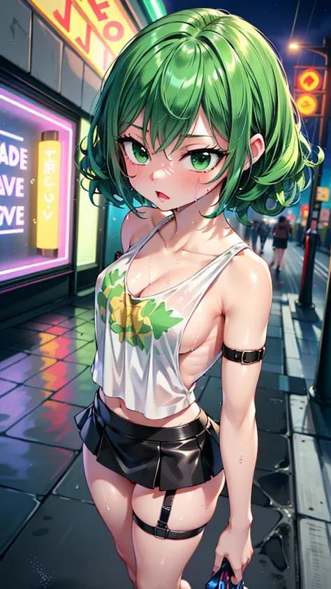 girl youtuber,(((1girl))),((extremely cute and beautiful green curly-haired girl)),

(short breasts:1.4),big butt,(((green curly hair:1.35,very curly hair,colored inner hair,ear breathing,short hair))),(((green_eyes:1.3))),intricate eyes,beautiful detailed...