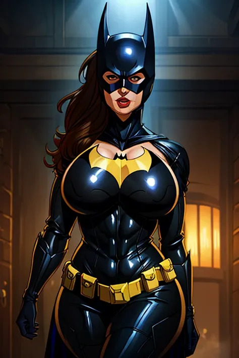 batman transformed into a docile sexy female bimbo with huge breasts and thick lips