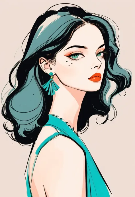 fashion design sketch：illustration of lady, in style of digital illustration, trending on artstration,solitary , digital drawing...