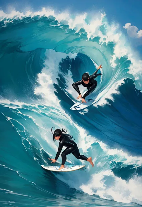 surfing, surfer, (masterpiece:1.2), best quality, high quality, Highres, (hyper detailed),