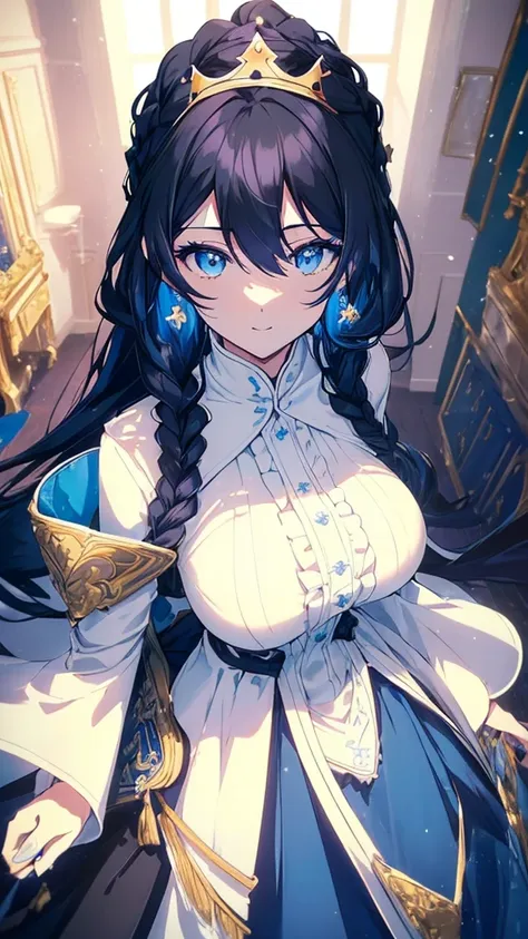 best quality, extremely detailed,anime style 1girl,long hair down to the waist, straight hair, ((((dark black hair with bluish))...