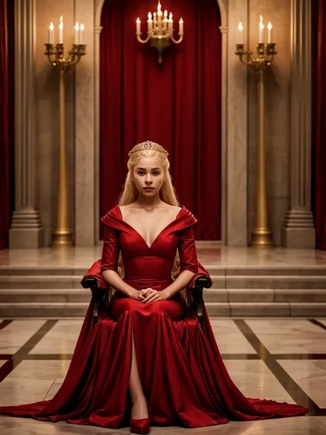 Danaerys Targaryen, red dress, throne room