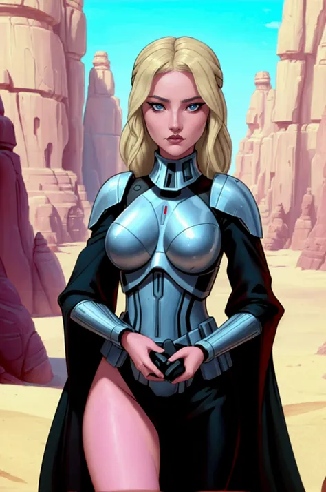 accamary4, accamary4, average shot of a blonde sith woman against the backdrop of the desert., based on concept art by magalie v...