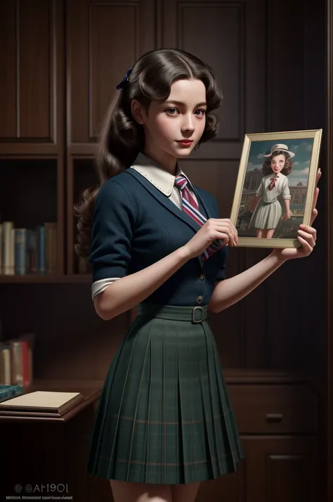 Pretty English 1940s private school girl. Official Art – An Award-Winning Digital Masterpiece In 4K Ultra HD, Extreme Detail And Intricate Realism. This Concept Art Brought To Life By The Hands Of Artists Like Wlop & Artgerm In A Stunning 2D Vector Illustr...