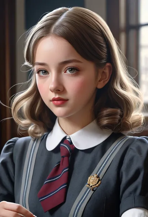 Pretty English 1940s private school girl. Official Art – An Award-Winning Digital Masterpiece In 4K Ultra HD, Extreme Detail And Intricate Realism. This Concept Art Brought To Life By The Hands Of Artists Like Wlop & Artgerm In A Stunning 2D Vector Illustr...