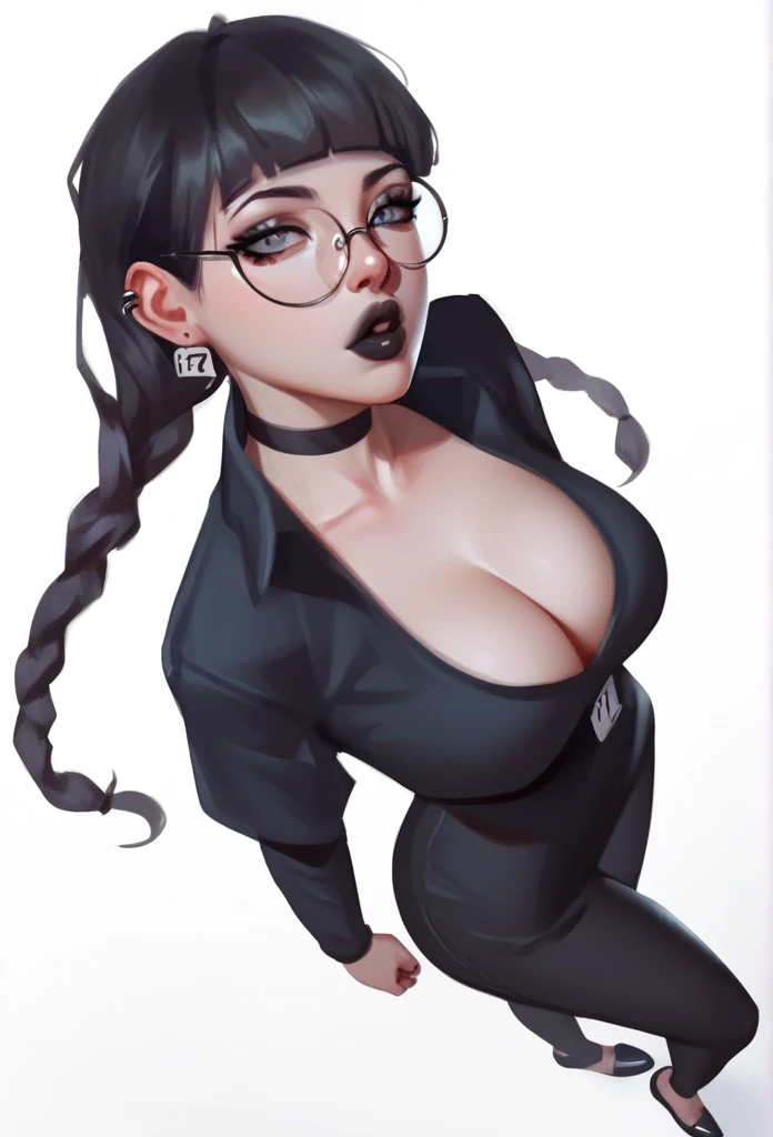  Mostrando a bunda bblurry, traditional art, liu2, brush texture, punctuation_9, punctuation_8_High above, punctuation_7_High above, 1 girl, Bblack hair, braids, slickedback hair, long hair, grey-eyed, thick lips, mic, long eyelashes, half-closed eyes, bla...