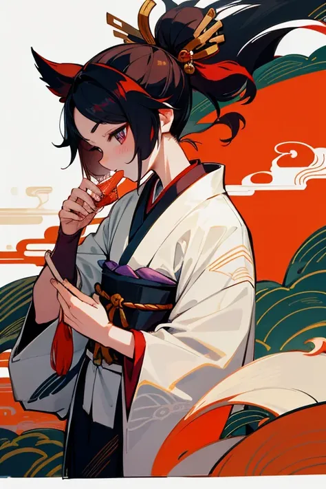 beautiful　Japanese Mythology　cool　kimono　Japanese food Tuna　sushi　eat　