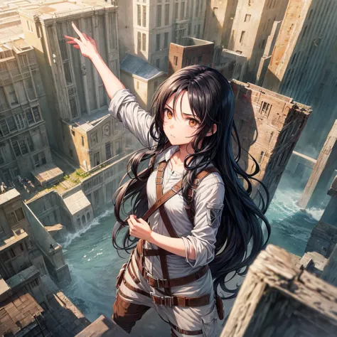 A character with long wavy black hair from Attack on Titan