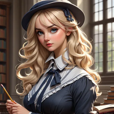 Pretty English 1910s private school girl. Official Art – An Award-Winning Digital Masterpiece In 4K Ultra HD, Extreme Detail And Intricate Realism. This Concept Art Brought To Life By The Hands Of Artists Like Wlop & Artgerm In A Stunning 2D Vector Illustr...