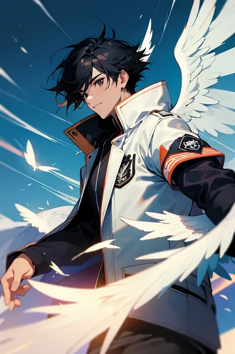 Male, Angel Wings, Jacket, Black Hair