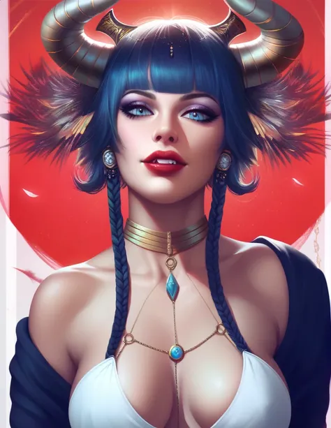  masterpiece, best quality, Eliza, vampire, face portrait, beautiful, horns