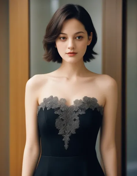 xxmixgirl, upper body of a beautiful cute long and slender face Japanese girl, A gorgeous young cute asian woman in a Glamorous outfit, happy smiling, still from the film, ((young Marion Cotillard face : 1.2)), ((young Anne Hathaway face: 1.0)), from front...