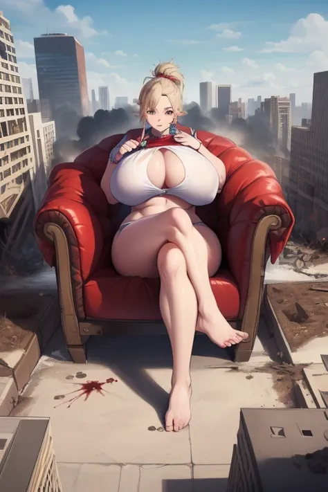 Formidable_offault en una ciudad ofstruida, (GTacro, aerial view, of_above, (asiento ofl edificio), ((rampage)), ((ofstrucción)), ofsnuda, gigantic, crossed legs, (masterpiece), (High resolution), chubby chubby, Best Quality, ((full_body)), Footprints, ((g...