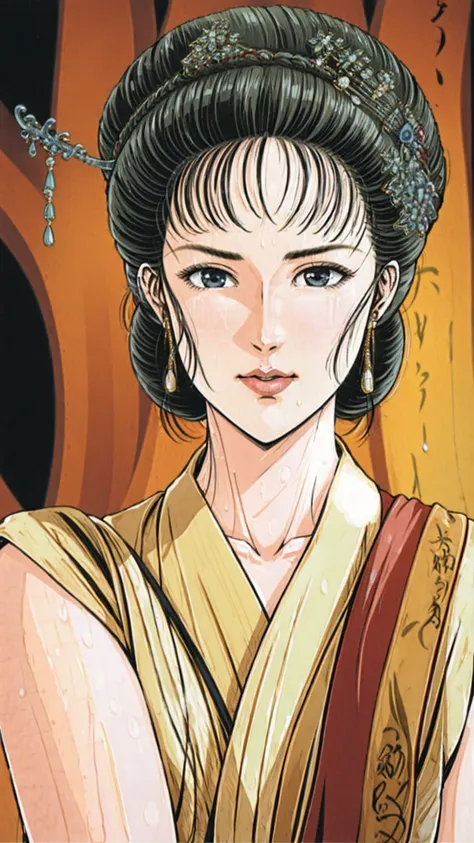 (best quality), (very aesthetic), (ultra-detailed), (best illustration),(a mature female),(perfect face),suikoden,mrs. lin,(((ns...