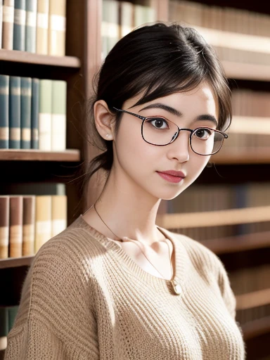  (8k, RAW photo, best quality, masterpiece), (photo realistic), outstanding details, ultra-high resolution, anatomically correct, textured skin, ((Extremely precise and accurate anatomy)),

A cute 28-year-old Japanese woman, librarian arranging books in th...