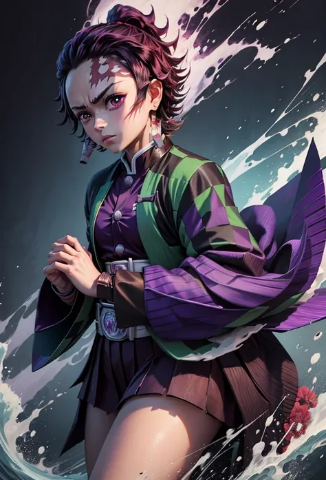 Shinobu kocho demonslayer, Skirt, purple haori, (Kimetsu No Yaiba),Full Style,Ultra High Quality,Ultra High Resolution,Photograph 8K,Holding a Sword,One girl ,Ultra Detailed ,Demon Hunter Suit,