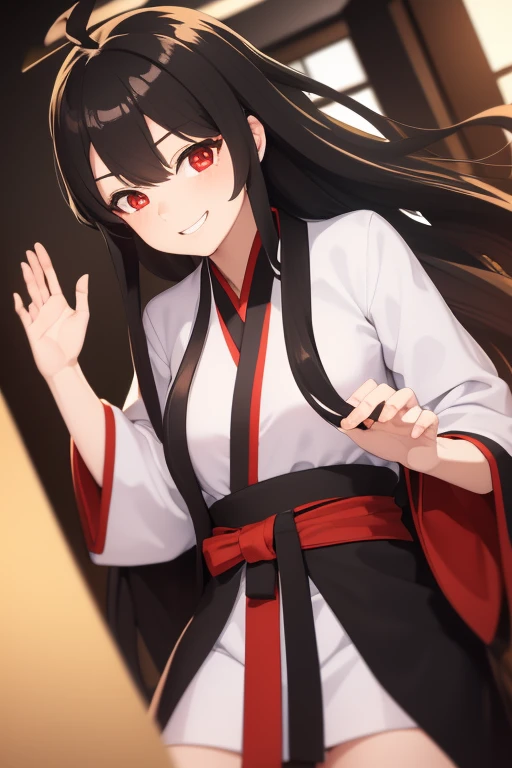 ((artwork, Best quality)), Front Lighting, (1 girl), (Alone), (female focus), (standing:1.3), (looking forward:1.3), front camera, kimono, karate uniform, uwagi, shitabaki, black hair, long hair, brown eyes, (very wide shot:1.5), streaked hair, black hair,...