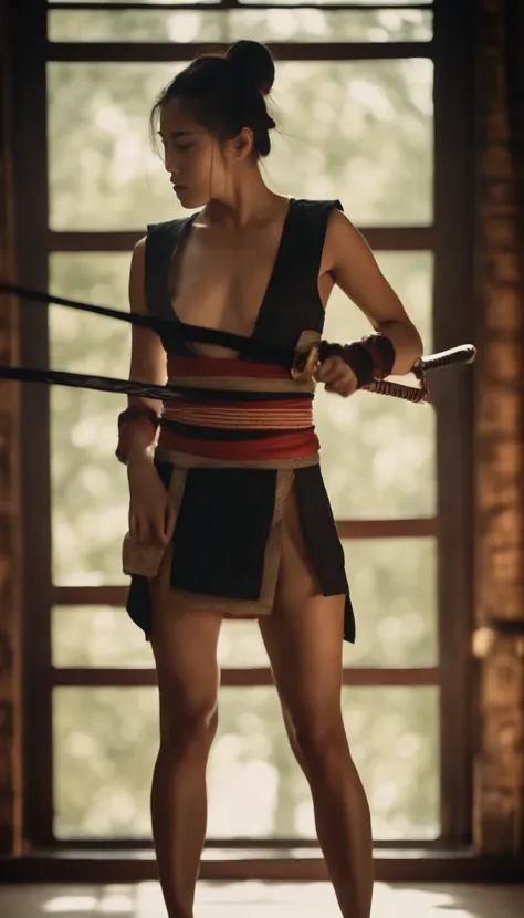 Samurai Swordsman　woman　In underwear　Full body sexy underwear　Full body sexy