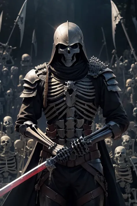 ((Swordsman of Skeletons))、Iron helmet、army、A lot of skeletons