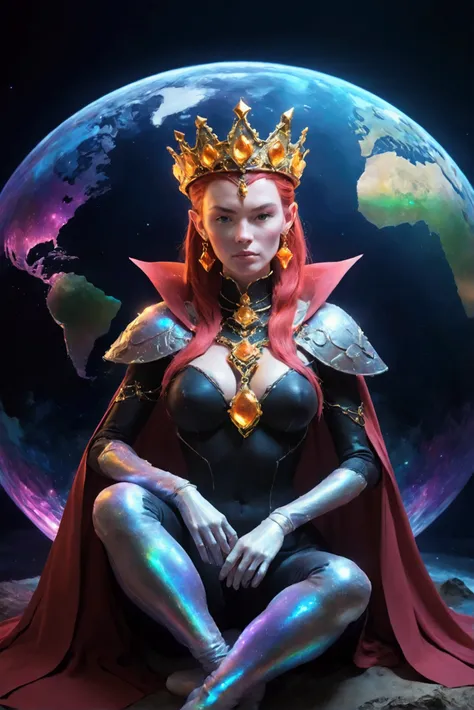 grimhilde,sitting on holographic earth