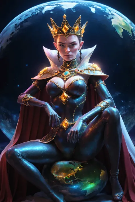 grimhilde,sitting on holographic earth