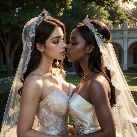 (​masterpiece, best quality:1.5), highest quality, High resolution, super detailed, Realists, Upper body photo of the bride, dark skin, detailed and beautiful eyes, beautiful detailed lips, very detailed eyes and face, longeyelashes, Woman in wedding dress...