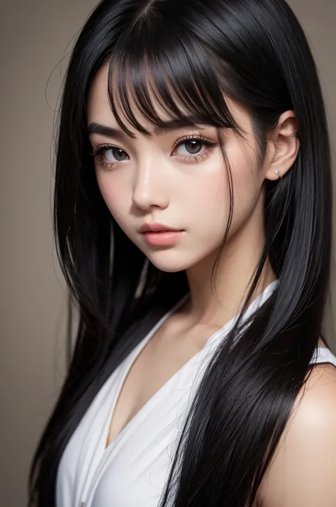 Young beautiful girl with black hair 