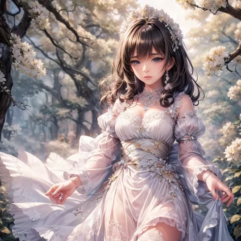 (highest quality:1.4),(masterpiece:1.4),super detailed,8k,cg,exquisite,upper body,lonely,thumb girl,little princess,flowing coat...