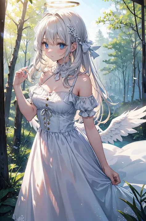 angel, angel halo, Alone, forest