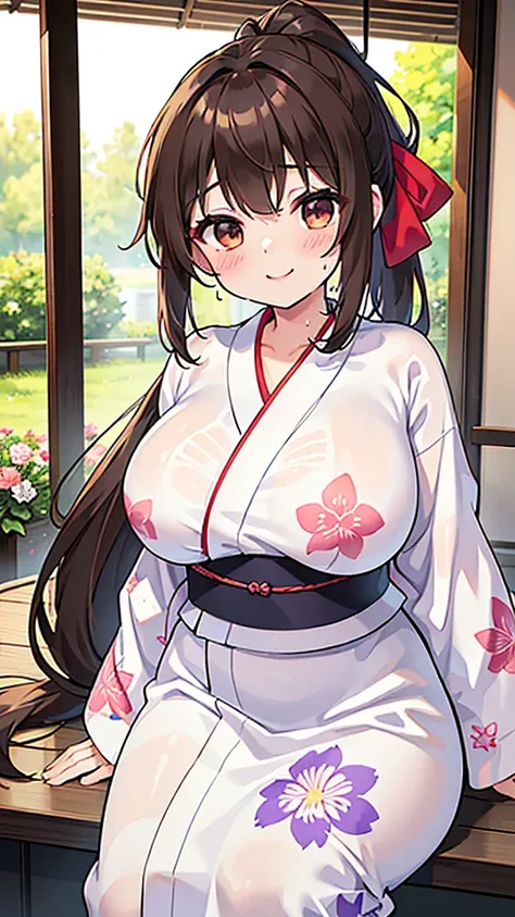 elegant dressing,masterpiece, best quality, 1girl,  (ultra maximum large huge yukata, breasts clothes, wear yukata that larger a...