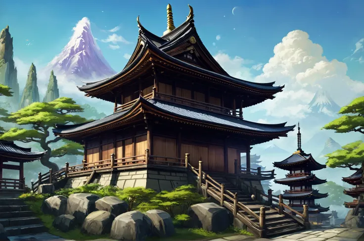 Need to create concept art for Zenkoji Temple, for MMORPG, Zenkoji Temple is a sacred place in our game, set in a Japanese setting. This place has deep spiritual significance for the gaming world, for cultural and religious events. The temple is a stone st...