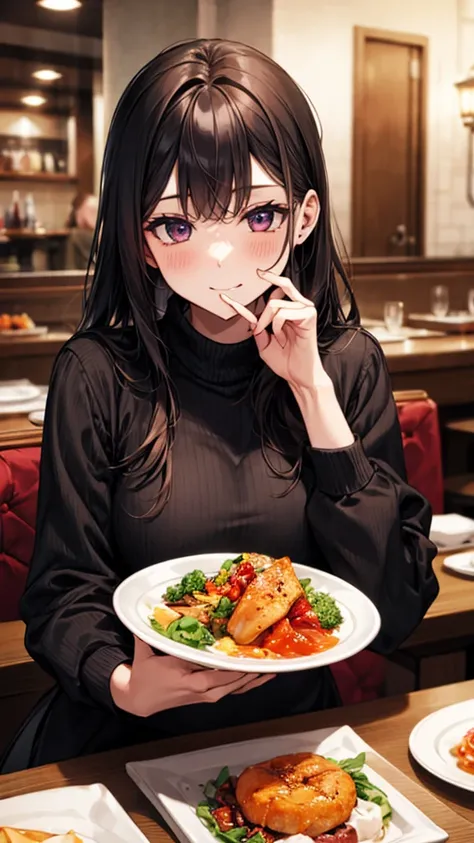 Woman  eat at resturant 