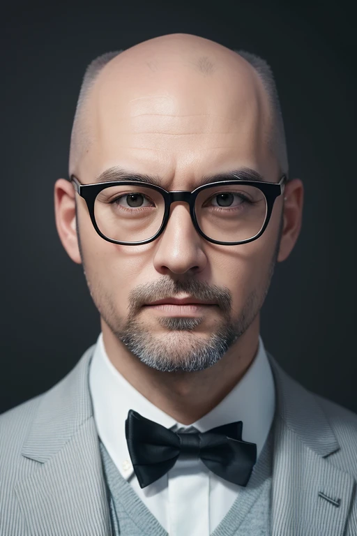 Man with glasses is looking at mobile phone, High-quality portraits, realistic self portrait, Going bald, 超Realistic portraits, Stylized portrait, Realistic portraits, Going bald hair, 2D Portrait, Gweiz-style artwork, Realistic studio portraits, NFT Portr...