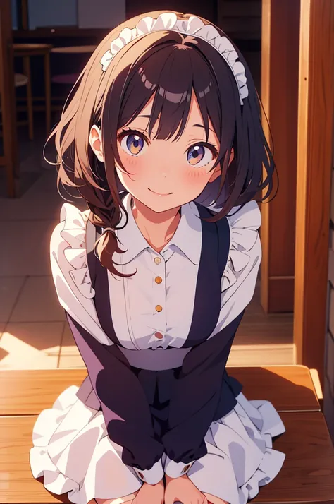 (Highest quality,Tabletop:1.2),(Anime Style,Comic Core:1.1),One Girl,Cute Style,Adorable,Highly detailed eyes,Highly detailed face,Very fine hair,About Hipdar,8k,solve,Maid,Maid服,