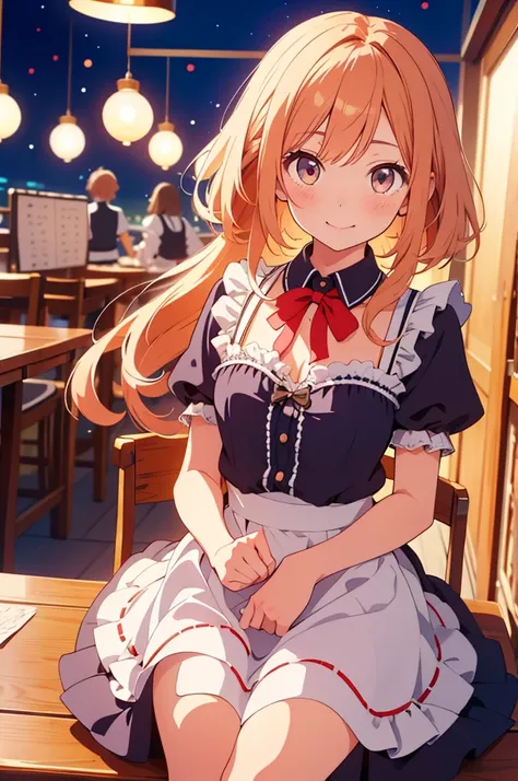 (Highest quality,Tabletop:1.2),(Anime Style,Comic Core:1.1),One Girl,Cute Style,Adorable,Highly detailed eyes,Highly detailed face,Very fine hair,About Hipdar,8k,solve,Maid,Maid服,