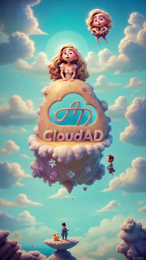 clouadad word, diamond, dreamy, fantasy art, colorful flowers sea, 8k, masterpiece, pixar, wonderland, dreamwork, castle