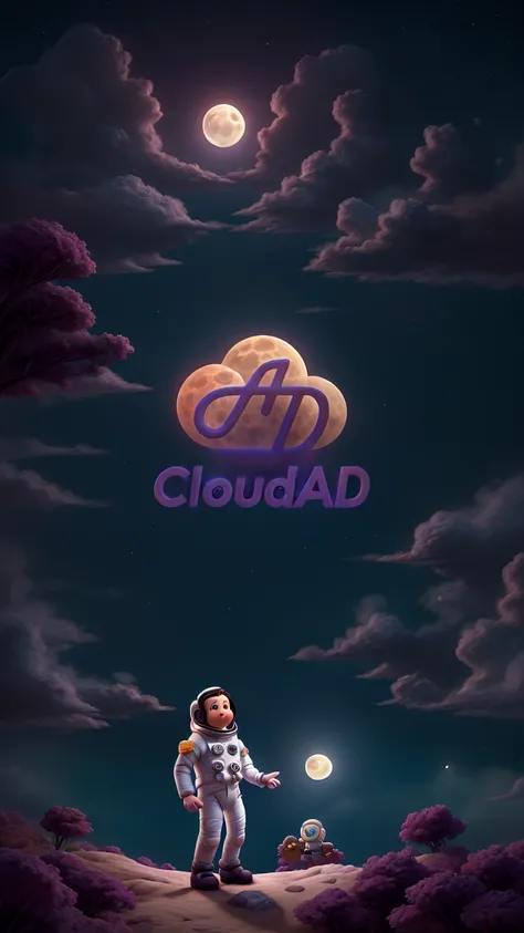 clouadad word, (astronaut:1.1), moon, dreamy, fantasy art, colorful flowers sea, 8k, masterpiece, pixar, wonderland, dreamwork, castle