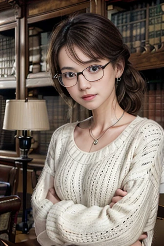   (8k, RAW photo, best quality, masterpiece), (photo realistic), outstanding details, ultra-high resolution, anatomically correct, textured skin, ((Extremely precise and accurate anatomy)),

A cute 28-year-old Japanese woman, librarian arranging books in t...