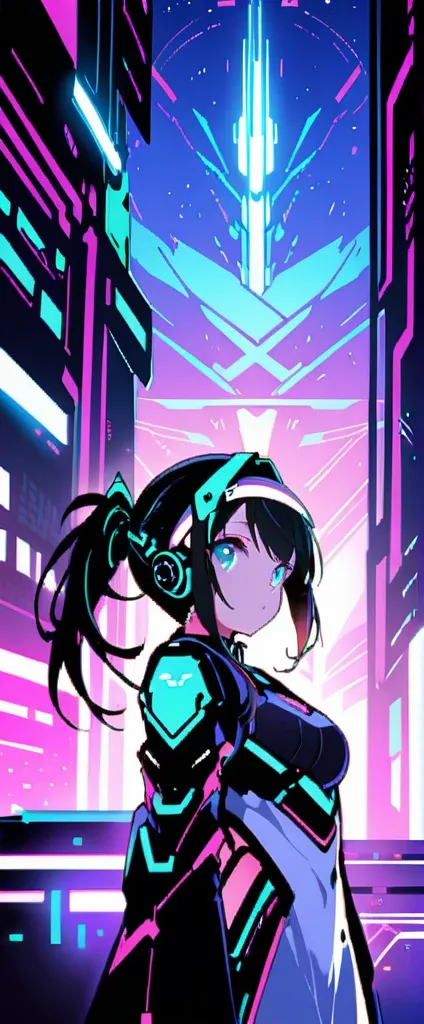 Anime girl wearing a dress and headband standing in front of a building, digital cyberpunk anime art, Digital Cyberpunk - Anime Art, anime cyberpunk art, cyberpunk anime girl, cyberpunk anime girl mech, anime style 4k, Best Anime 4K Kona-chan Wallpaper, cy...