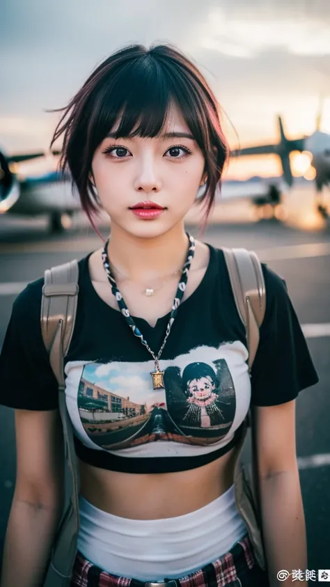 (masterpiece, ultra-detailed, ultra-realistic, best quality, clear focus, photorealistic), (ultra-high resolution, 8k), full body, perfect anatomy, perfect face, (detailed face, detailed eye:1.3), (20 years old Japanese punk rock girl:1.3), (punk rock Clot...